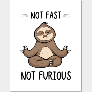 Not Fast Not Furious Tshirt, Funny Shirt, Sloth Yoga Shirt Posters and Art